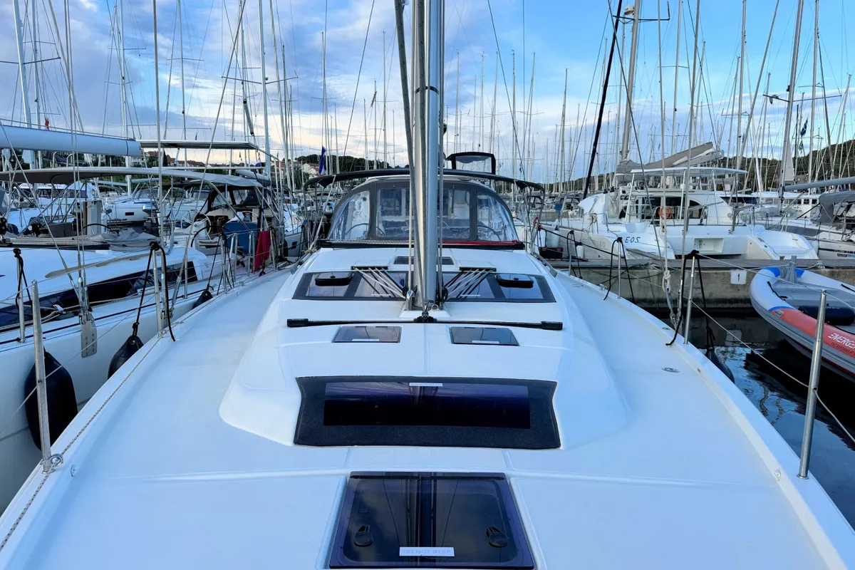 Deck of Levan, a Dufour 430 GL sailboat at Grad Pula, Croatia