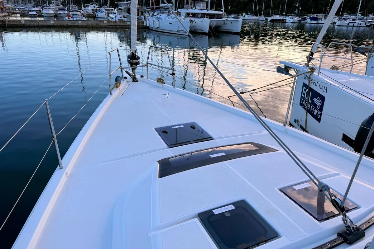 Deck of Levan, a Dufour 430 GL sailboat at Grad Pula, Croatia