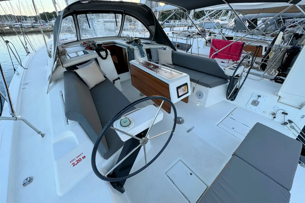 Cockpit of Levan, a Dufour 430 GL sailboat at Grad Pula, Croatia