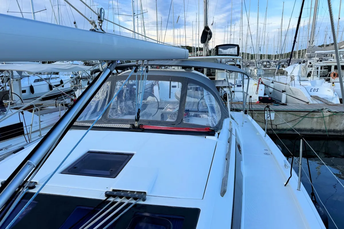 Deck of Levan, a Dufour 430 GL sailboat at Grad Pula, Croatia