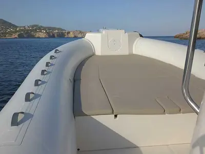Deck of Maxi Rib, a Capelli Tempest 900 motorboat at Olbia, Italy