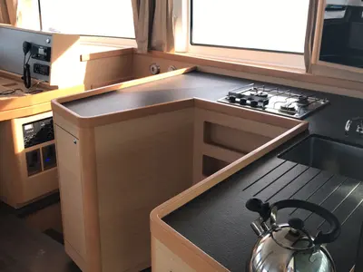 Galley of Benetnash II, a Lagoon 42 catamaran at St. George's, Grenada