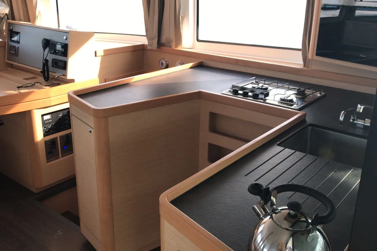 Galley of Benetnash II, a Lagoon 42 catamaran at St. George's, Grenada