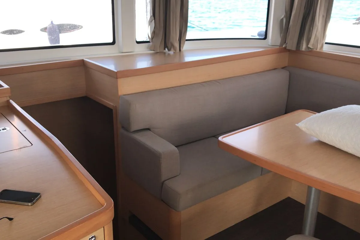 Salon of Benetnash II, a Lagoon 42 catamaran at St. George's, Grenada