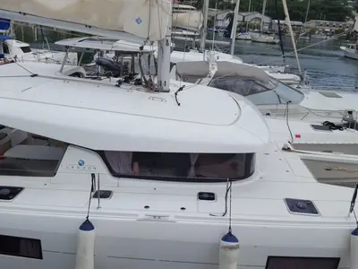 Deck of Benetnash II, a Lagoon 42 catamaran at St. George's, Grenada