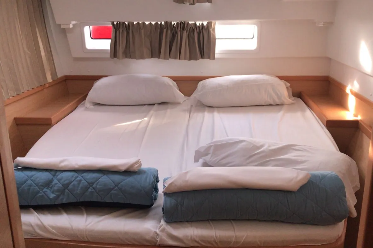 Cabin on Benetnash II, a Lagoon 42 catamaran at St. George's, Grenada