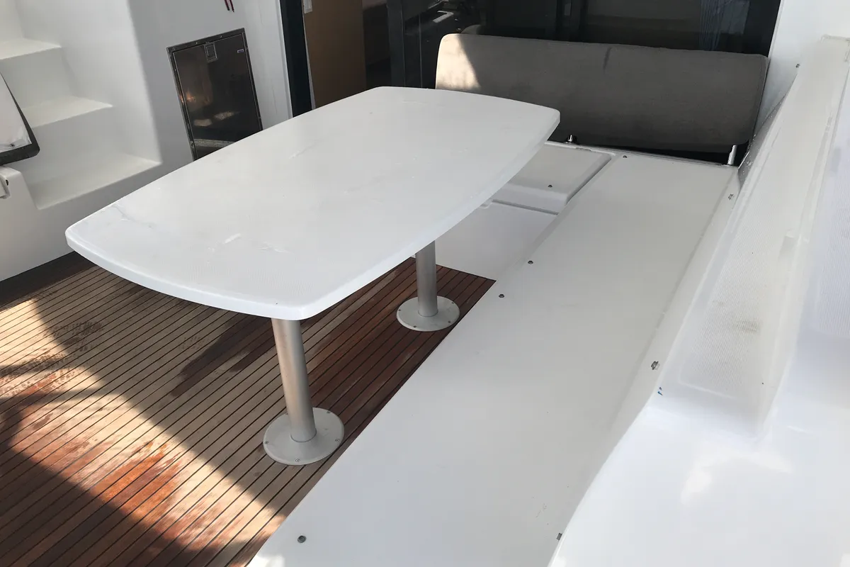 Deck of Benetnash II, a Lagoon 42 catamaran at St. George's, Grenada