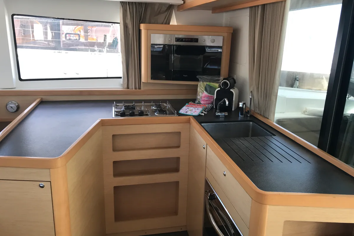 Galley of Benetnash II, a Lagoon 42 catamaran at St. George's, Grenada