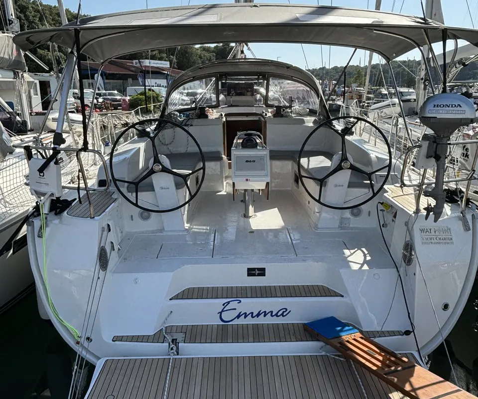 Exterior view of Emma, a Bavaria Cruiser 46 sailboat at Pula, Croatia
