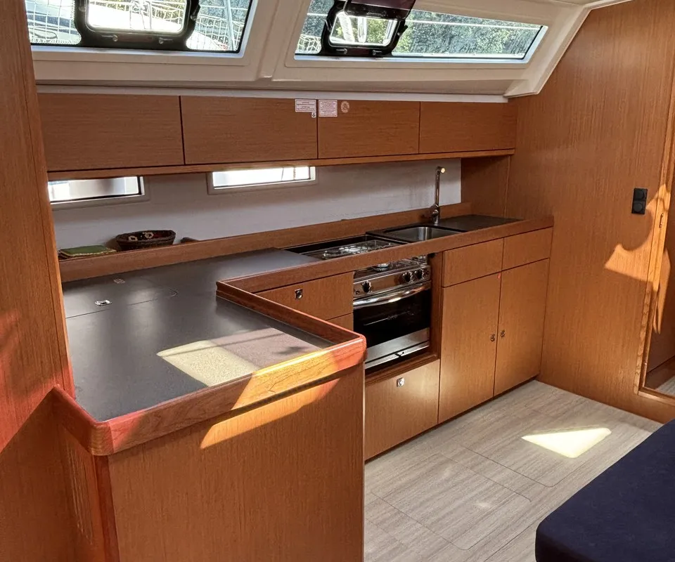 Galley of Emma, a Bavaria Cruiser 46 sailboat at Pula, Croatia