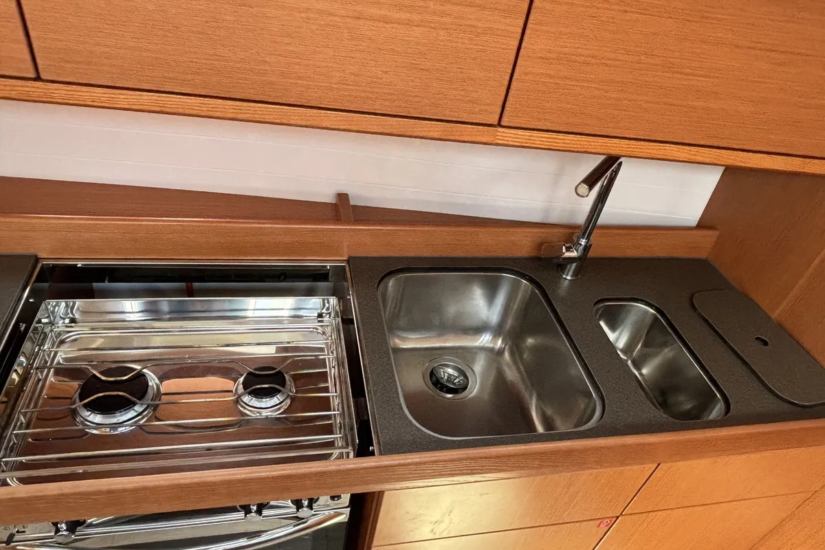 Galley of Emma, a Bavaria Cruiser 46 sailboat at Pula, Croatia