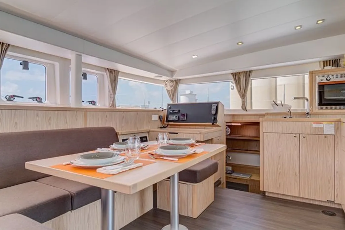 Salon of Providence, a Lagoon 410 S2 catamaran at Pointe-à-Pitre, France