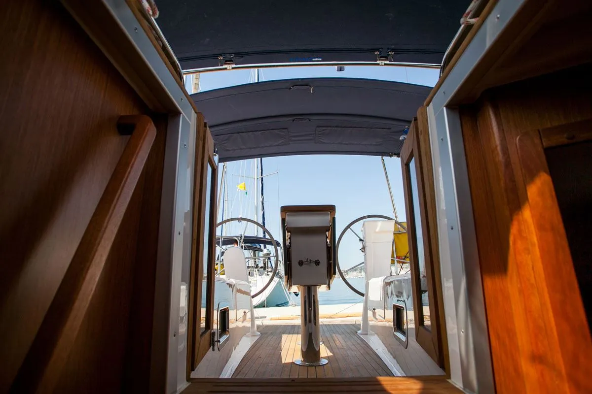 Cockpit of Take Five, a Bavaria Cruiser 34 sailboat at Dubrovnik, Croatia