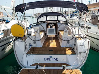 Cockpit of Take Five, a Bavaria Cruiser 34 sailboat at Dubrovnik, Croatia