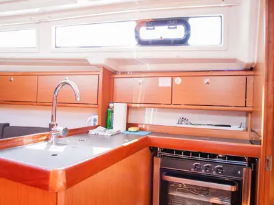 Galley of Take Five, a Bavaria Cruiser 34 sailboat at Dubrovnik, Croatia