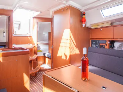 Salon of Take Five, a Bavaria Cruiser 34 sailboat at Dubrovnik, Croatia