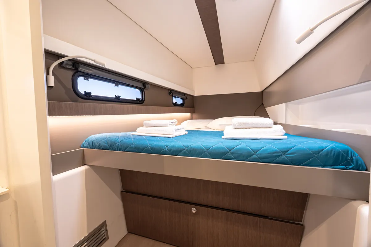 Cabin on Lady Dasi, a Bali 4.1 catamaran at Municipal Unit of Lefkada, Greece