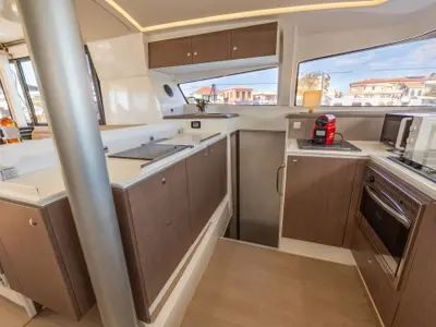 Galley of Lady Dasi, a Bali 4.1 catamaran at Municipal Unit of Lefkada, Greece