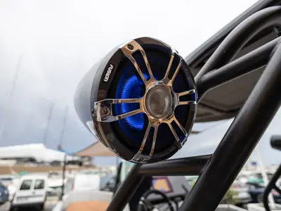 Mistral, a Saxdor 200 Sport motorboat at Ibiza, Spain