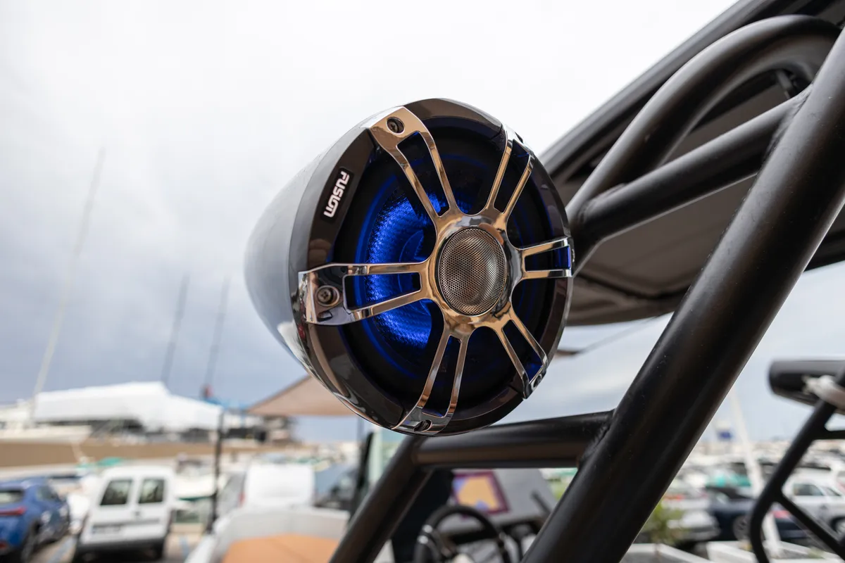 Mistral, a Saxdor 200 Sport motorboat at Ibiza, Spain