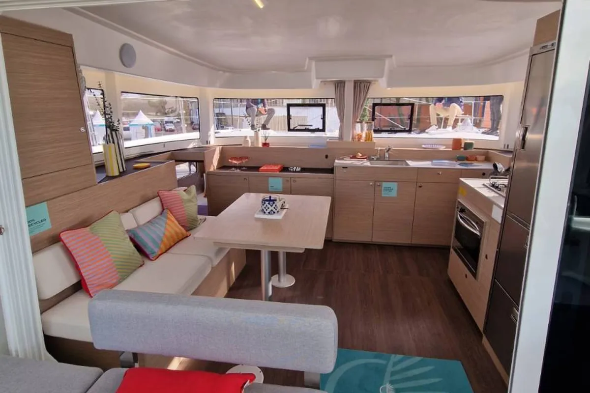 Exterior view of Doudou, a Lagoon 38 catamaran at Pointe-à-Pitre, France