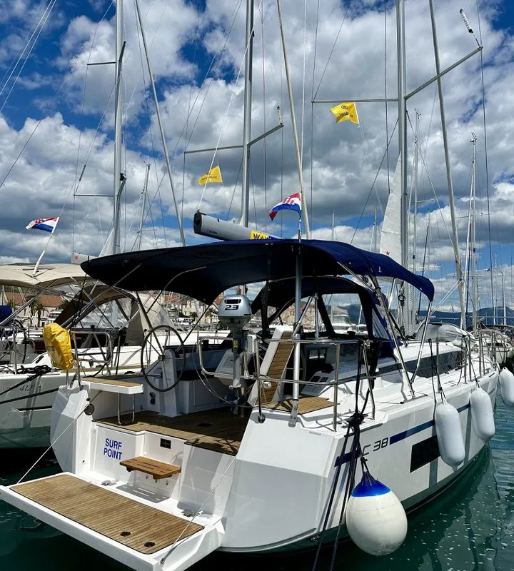 Cockpit of Surf Point, a Bavaria C38 sailboat at Split, Croatia