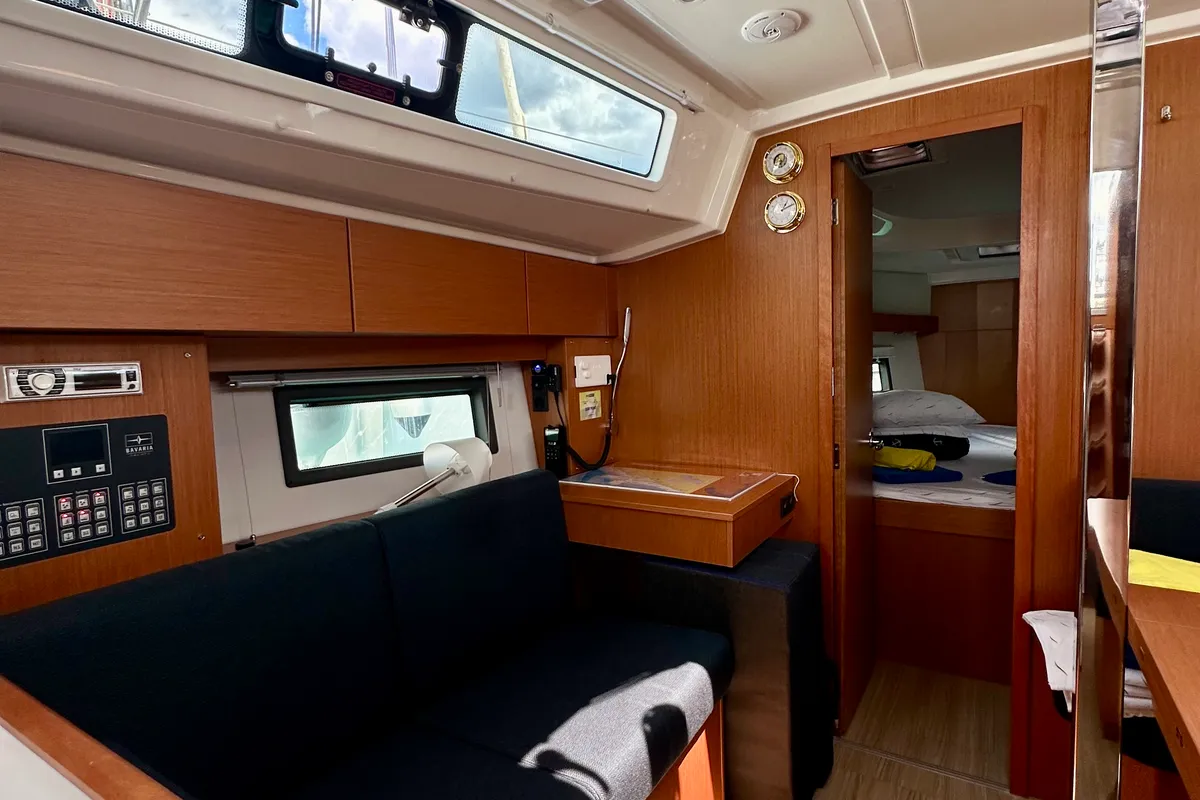 Salon of Surf Point, a Bavaria C38 sailboat at Split, Croatia