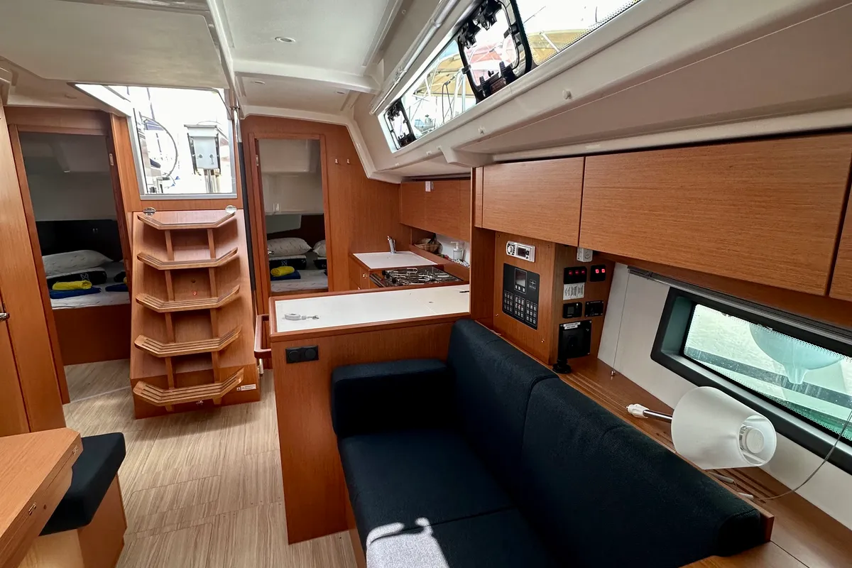 Salon of Surf Point, a Bavaria C38 sailboat at Split, Croatia