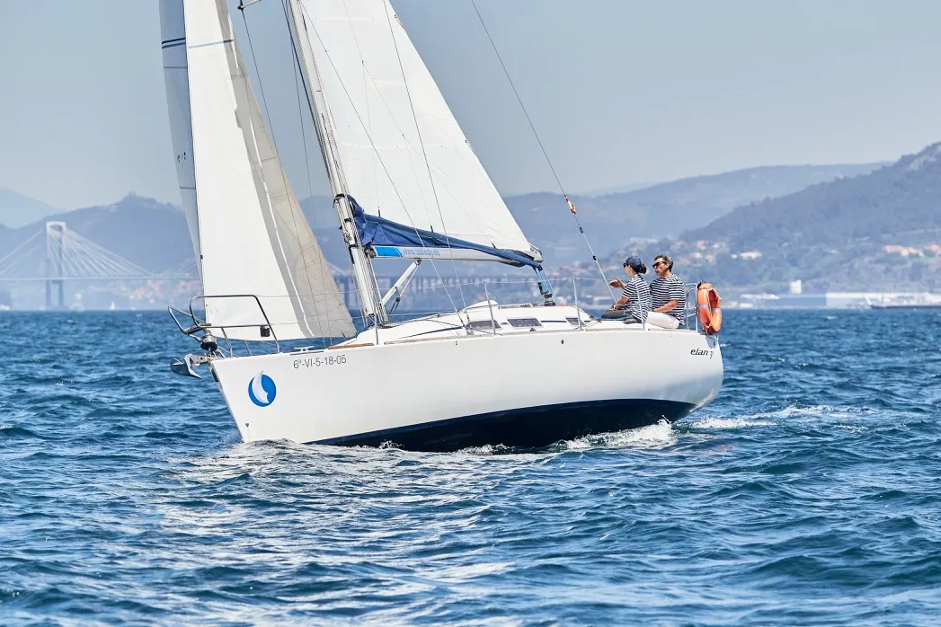 Exterior view of Sailway Tres, a Elan 31 sailboat at Vigo, Spain