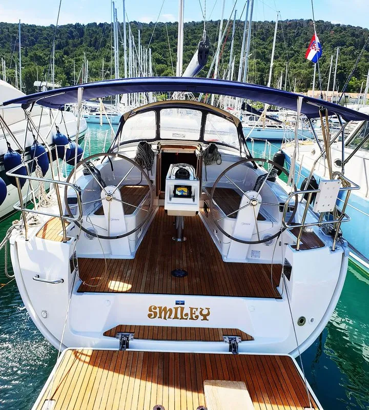 Cockpit of Smiley, a Bavaria Cruiser 37 sailboat at Split, Croatia