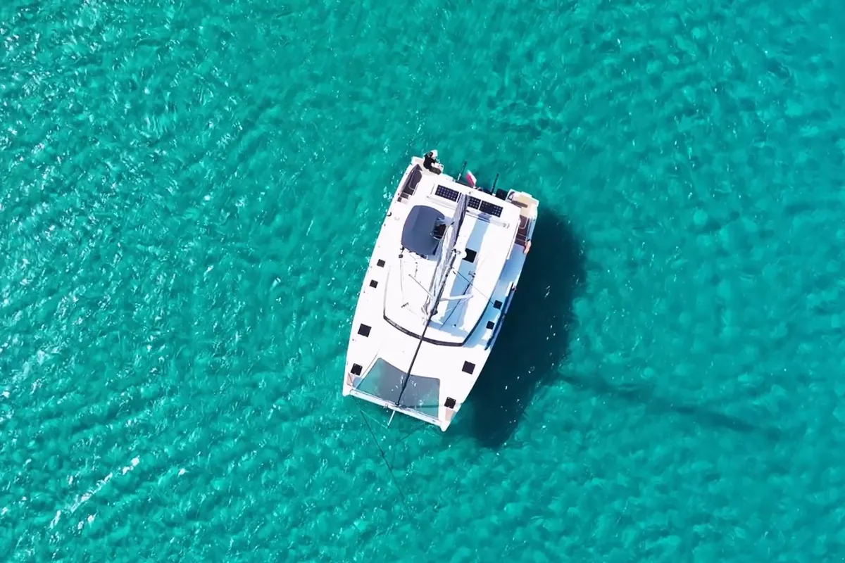 Exterior view of Enéa, a Fountaine Pajot Lucia 40 catamaran at Rangiroa