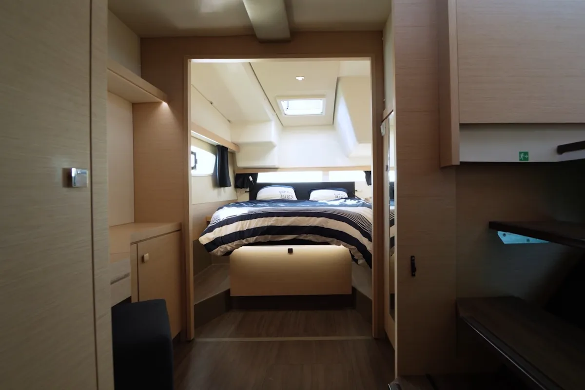 Cabin on Enéa, a Fountaine Pajot Lucia 40 catamaran at Rangiroa