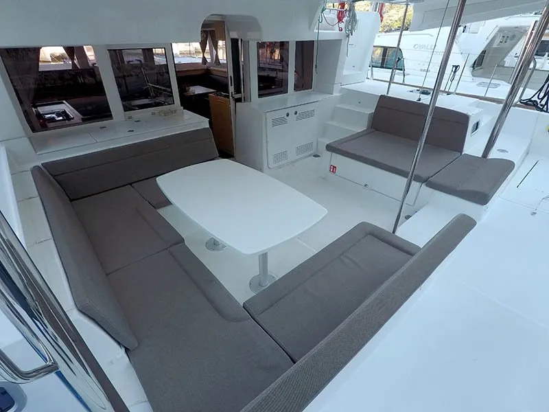 Deck of Saelma, a Lagoon 450 F catamaran at Grad Šibenik, Croatia