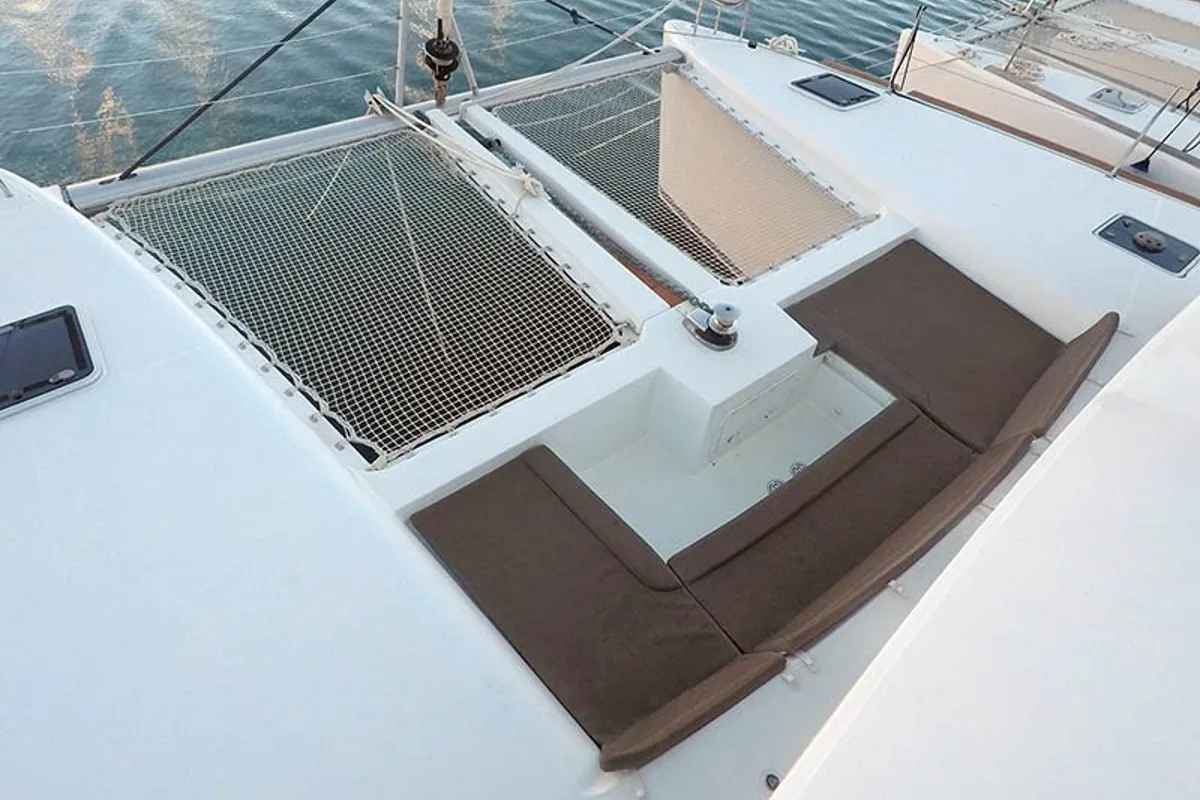 Deck of Saelma, a Lagoon 450 F catamaran at Grad Šibenik, Croatia