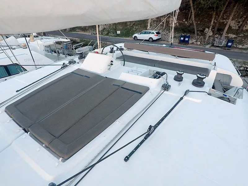 Deck of Saelma, a Lagoon 450 F catamaran at Grad Šibenik, Croatia