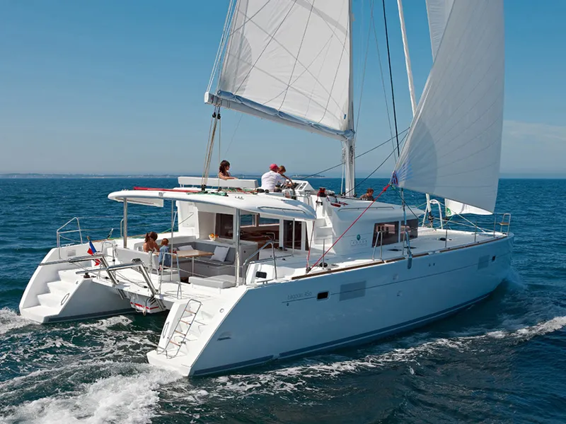 Saelma, a Lagoon 450 F catamaran at Grad Šibenik, Croatia