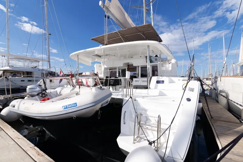 Saelma, a Lagoon 450 F catamaran at Grad Šibenik, Croatia