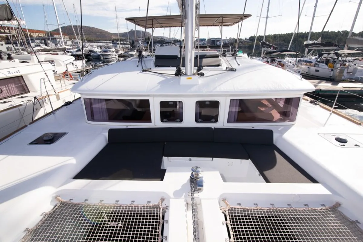 Saelma, a Lagoon 450 F catamaran at Grad Šibenik, Croatia