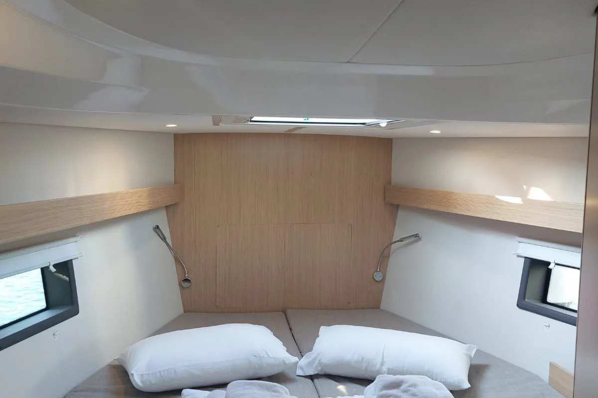 Cabin on Marabou, a Bavaria C42 sailboat at Municipal Unit of Lefkada, Greece