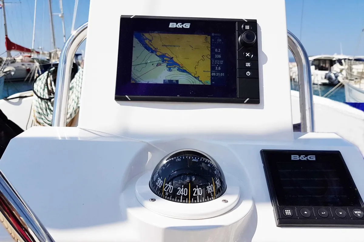 Cockpit of Honey, a Beneteau Oceanis 31 sailboat at Split, Croatia