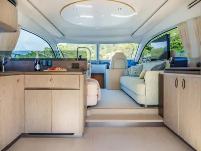 Salon of White, a Azimut 53 Fly motor yacht at Podstrana - Miljevac, Croatia