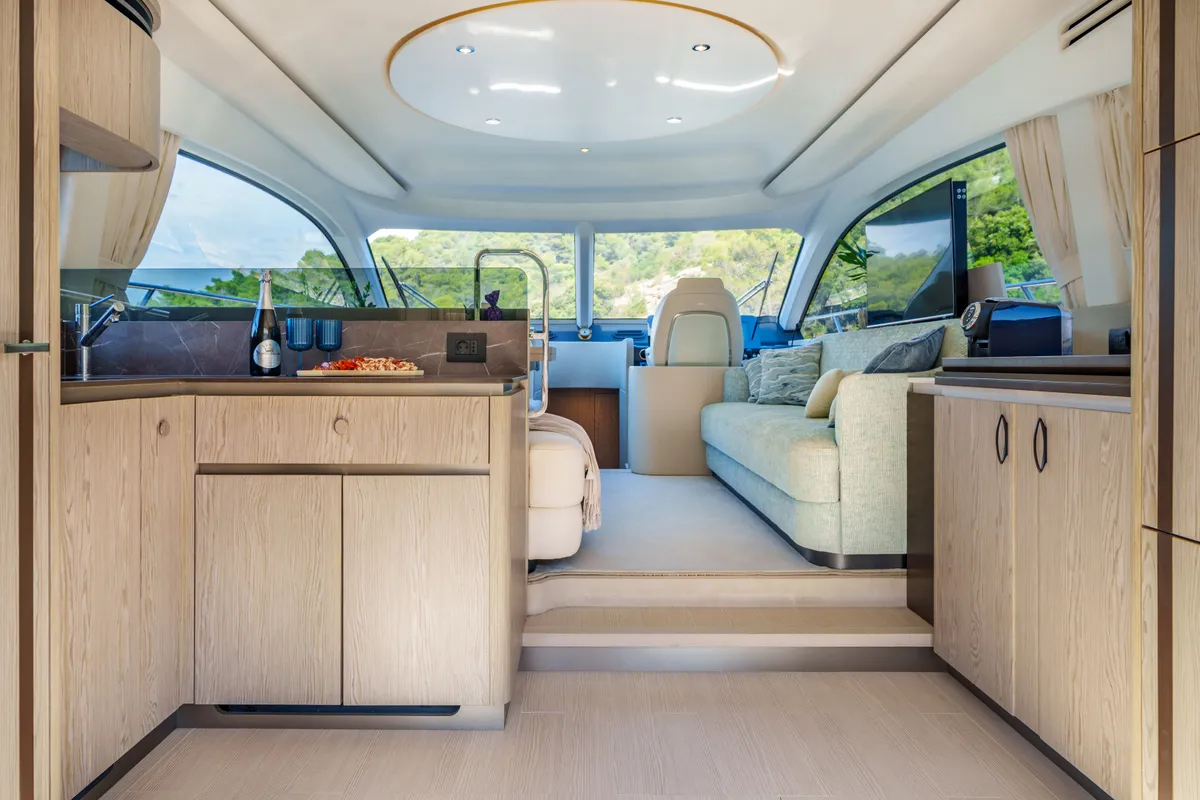 Salon of White, a Azimut 53 Fly motor yacht at Podstrana - Miljevac, Croatia