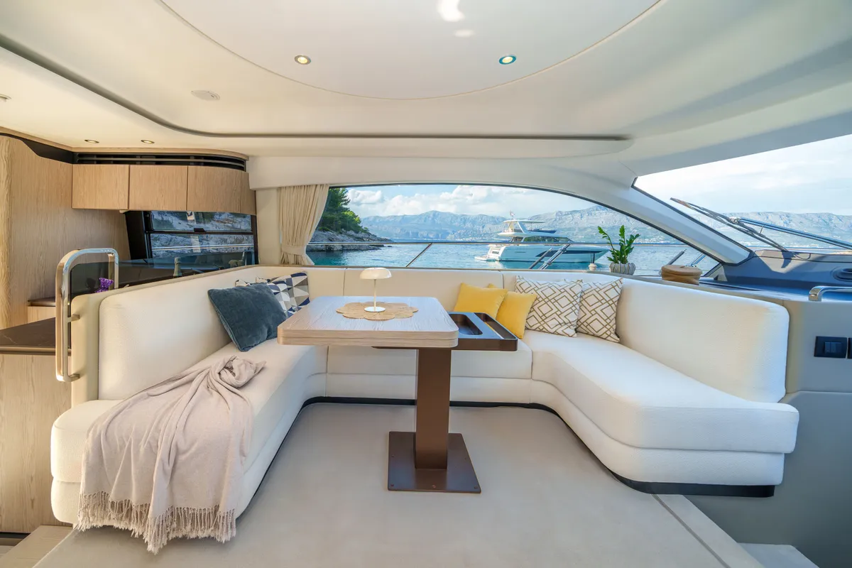 White, a Azimut 53 Fly motor yacht at Podstrana - Miljevac, Croatia