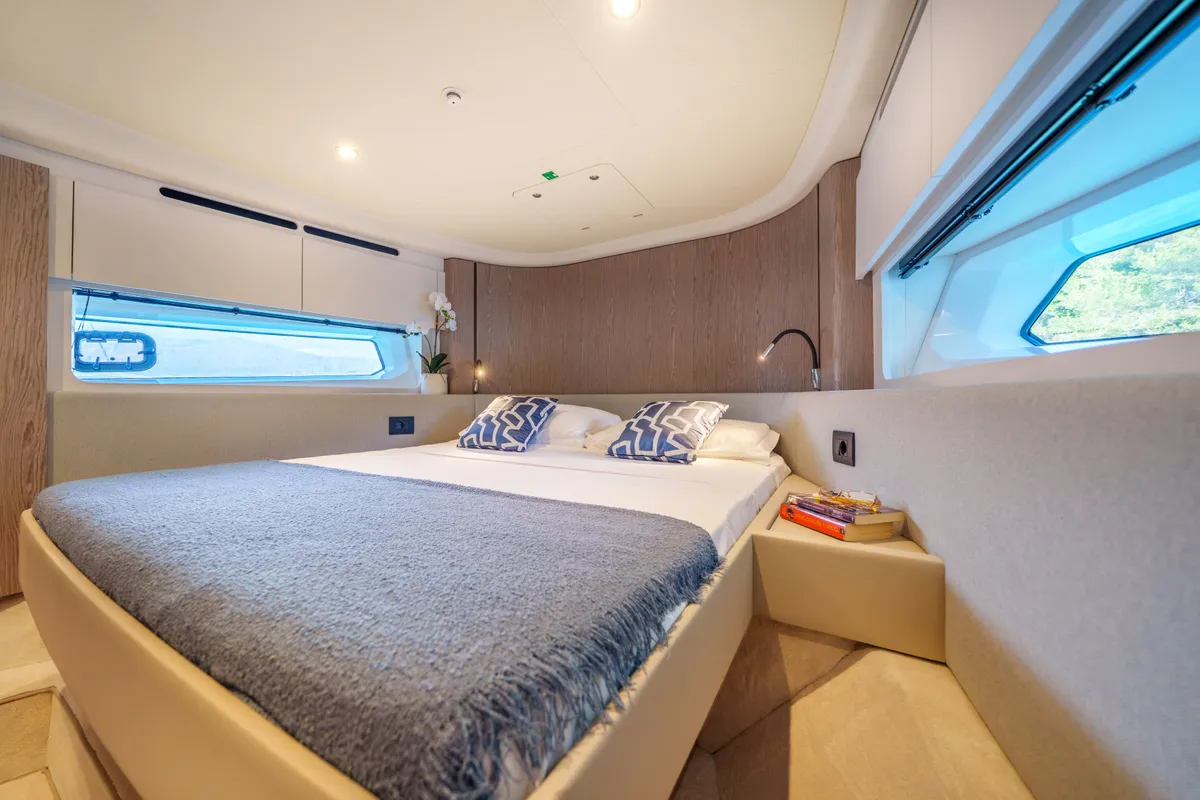 White, a Azimut 53 Fly motor yacht at Podstrana - Miljevac, Croatia