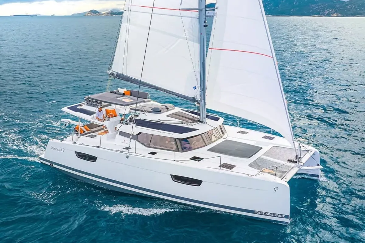 Blue Angel, a Fountaine Pajot Tanna 47 catamaran at Fethiye, Turkey