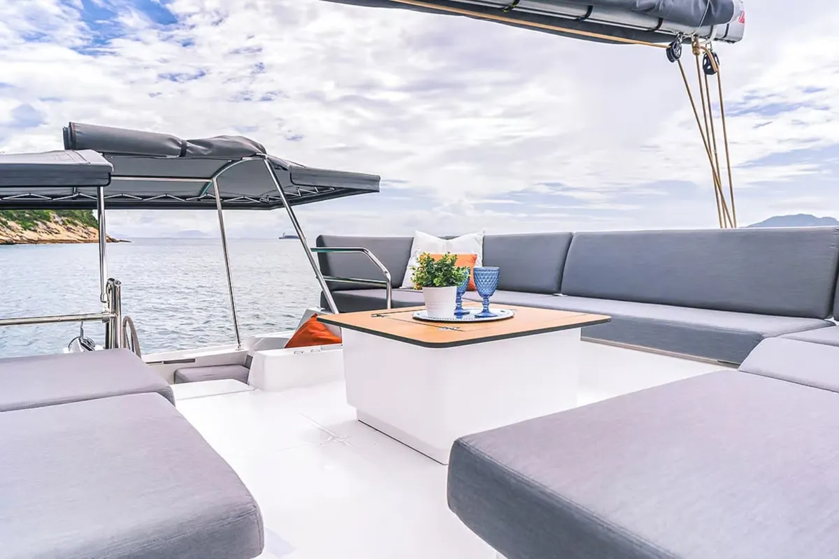 Blue Angel, a Fountaine Pajot Tanna 47 catamaran at Fethiye, Turkey