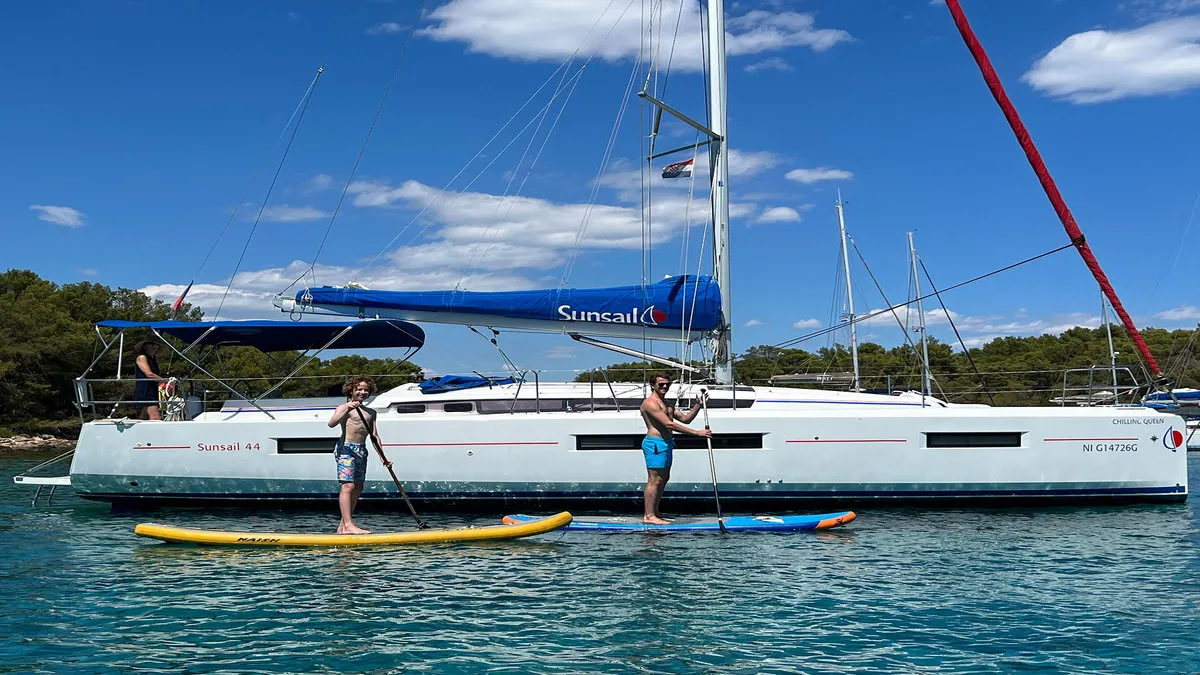 Exterior view of Sunsail 44 SO Classic, a Jeanneau Sun Odyssey 440 sailboat at Grand Anse, Grenada