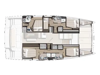 Floor plan of Ecstasis, a Bali 4.6 catamaran at Municipal Unit of Lefkada, Greece