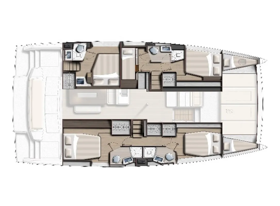 Floor plan of Ecstasis, a Bali 4.6 catamaran at Municipal Unit of Lefkada, Greece
