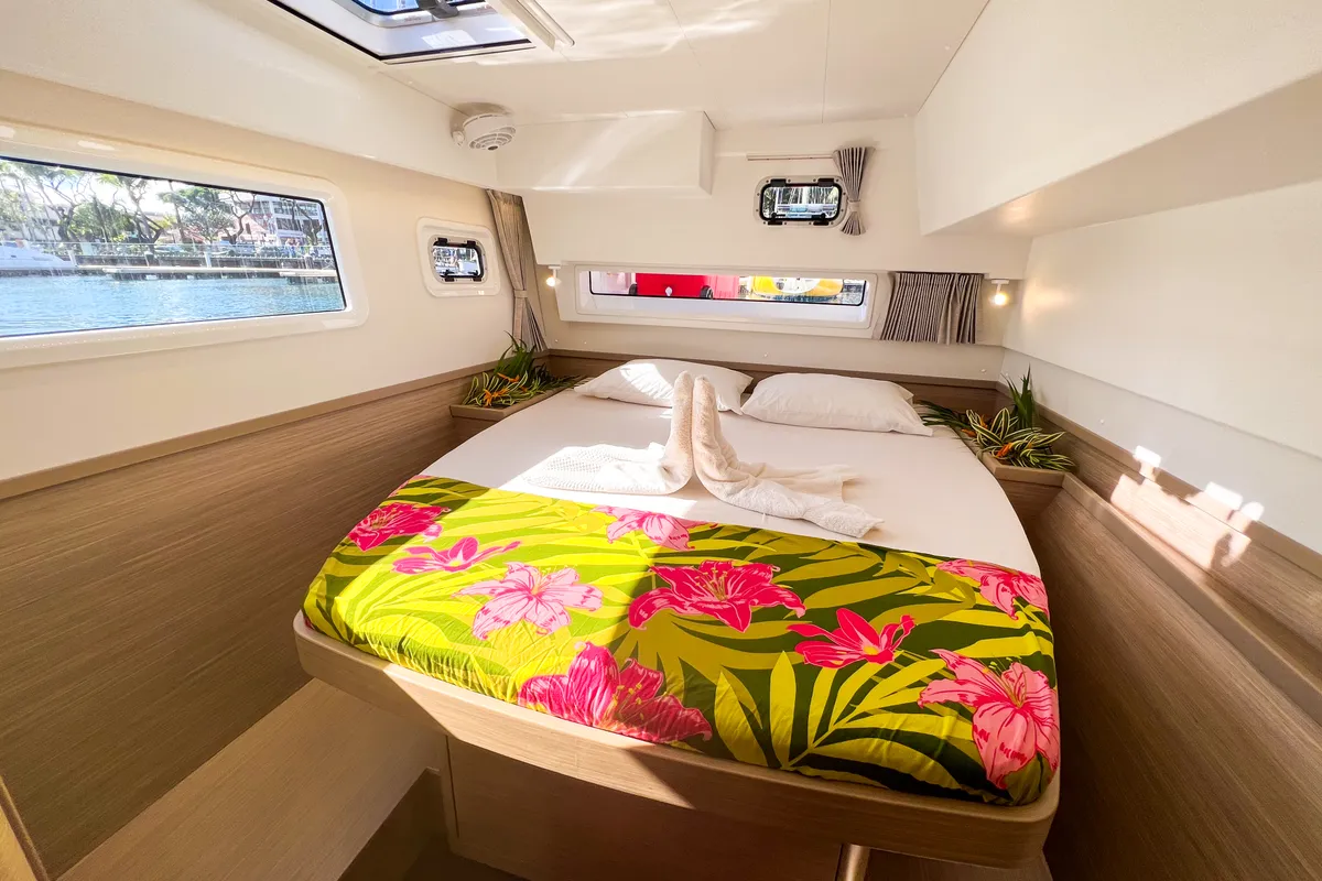 Cabin on Poe Hina, a Lagoon 42 catamaran at Papeete, France